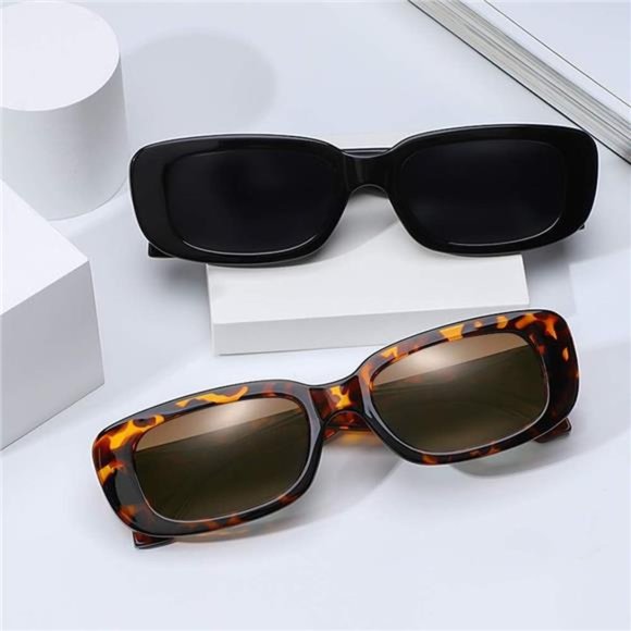 4 Pieces Women's Retro Vintage Sunglasses Small Square Rectangle 90s Glasses - Picture 6 of 7